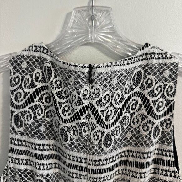 Sara Campbell Sz 6 Sleeveless Cocktail Dress Black & White Lace | High Neck - Picture 4 of 13